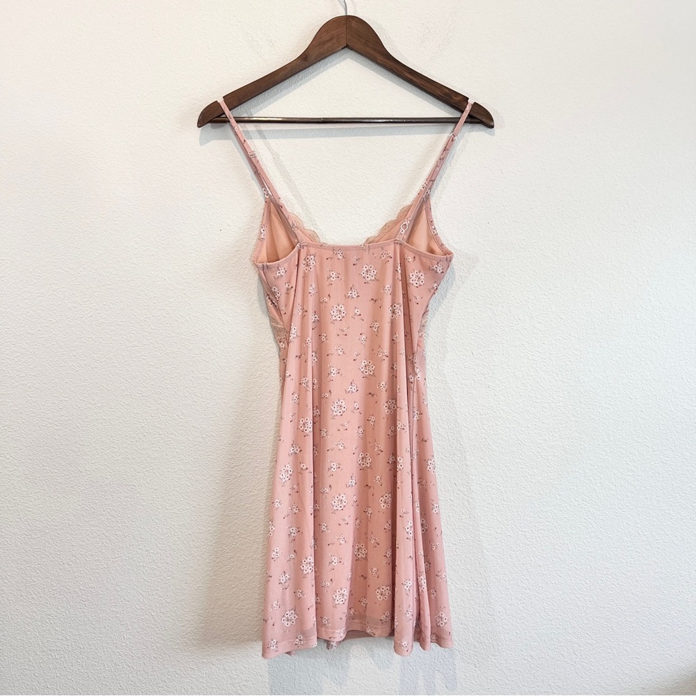 Forever 21 Floral Lace Trim Cami Slip Dress Pink Mini S Coquette Feminine - Picture 9 of 10